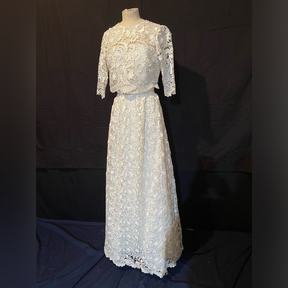 Designer, pas de deux, 0, Ivory, Guipure Lace A-Line Skirt, Corset, Jacket NWOT